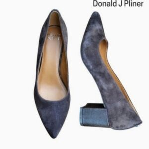 Donald J Pliner Stephani Leather Suede Brown Heel Pump Dress Career Shoe Women 8